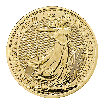 A picture of a 1 oz Gold Britannia Coin (2025)